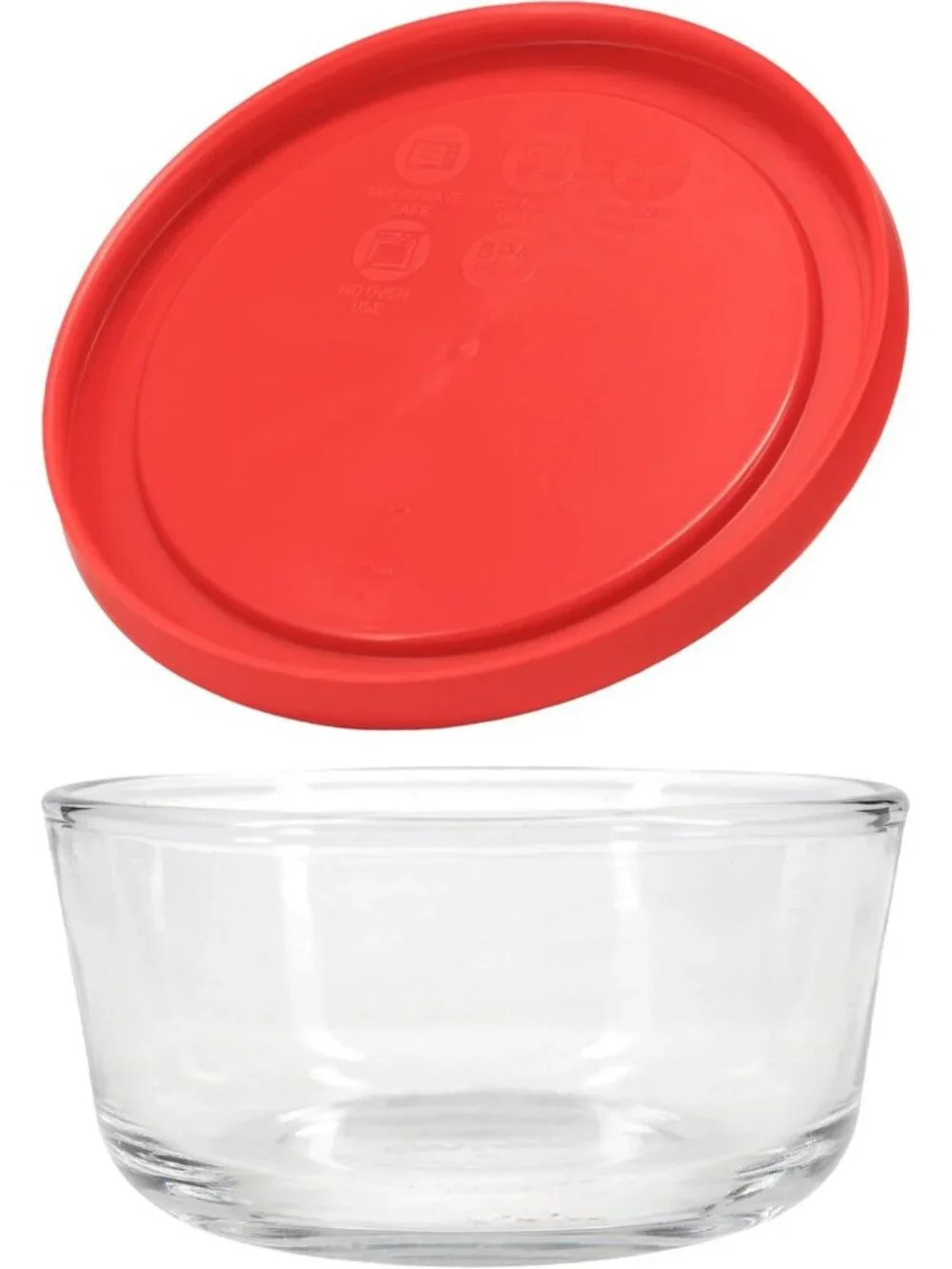 2 Cup Glass Bowls with Red Food Storage Lids - 6-Pack, Durable & BPA-Free